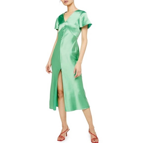 Topshop Dresses & Skirts - TOPSHOP Angel Sleeve Bias Cut Satin Midi Dress